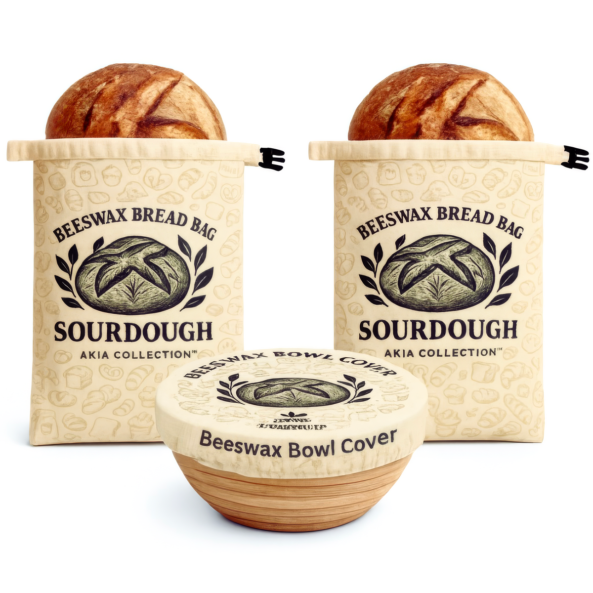 Beeswax Bread Bags for Homemade Sourdough | 2 Bags + Bowl Cover