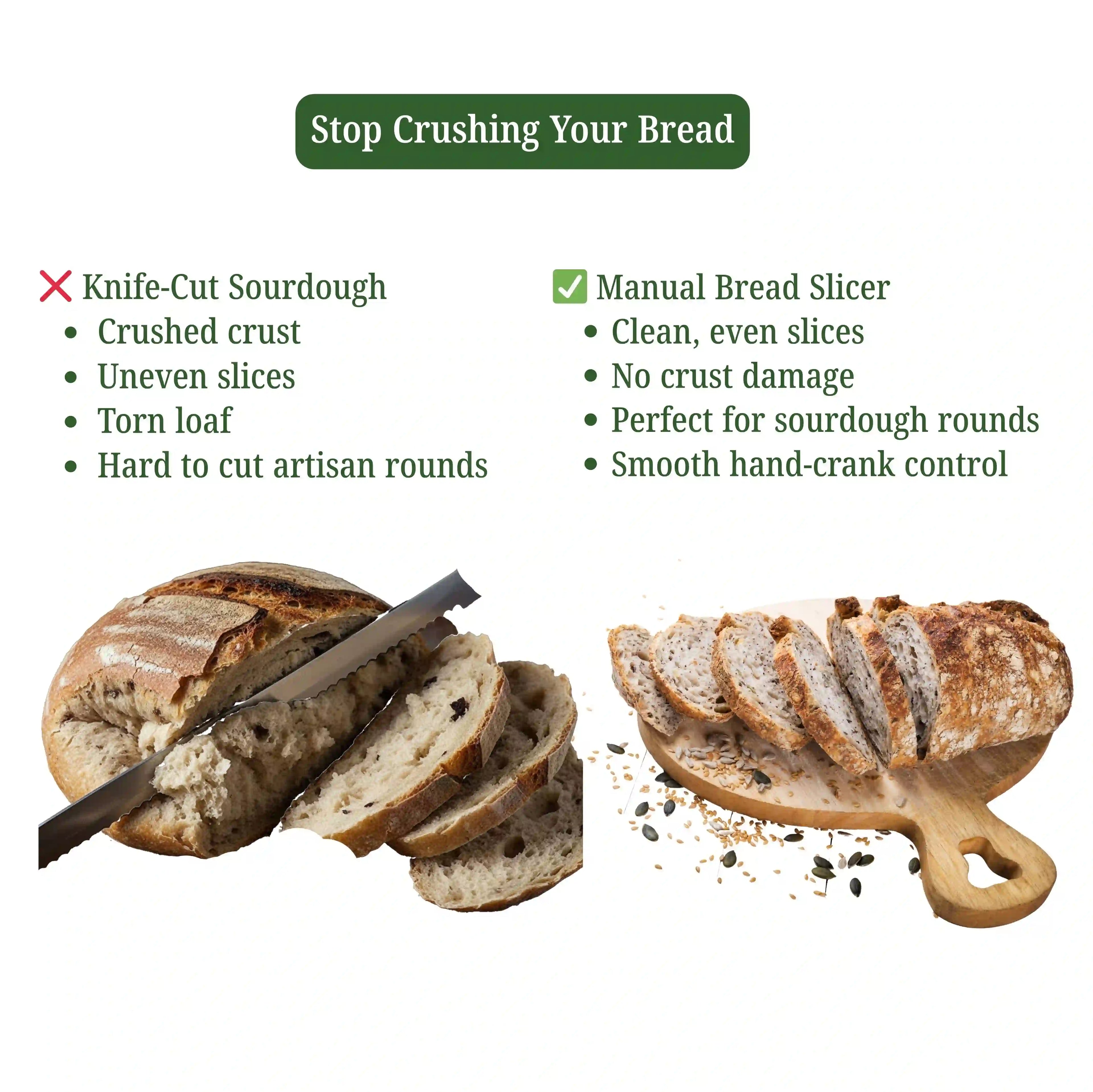 Manual Bread Slicer: Adjustable Thickness for Homemade Bread